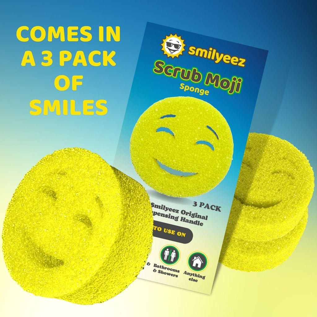 The Original Scrub Moji Smiling Sponge Handle - Scrub Moji Combo - Yellow Sponge
