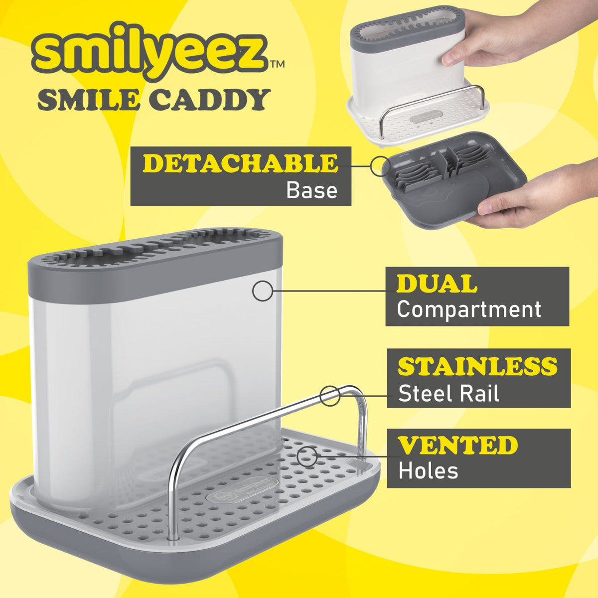 Scrub Moji - Smiling Sponge Handle - Mini Moji Dishwand Caddy Kit