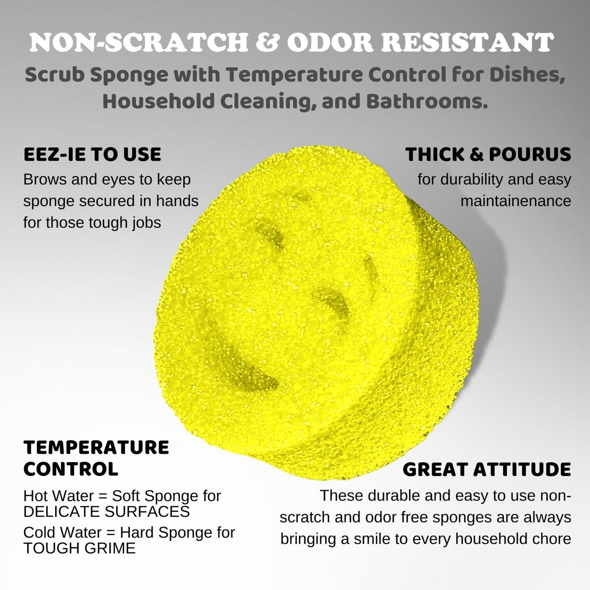 The Original Scrub Moji Smiling Sponge Handle - Scrub Moji Combo - Yellow Sponge