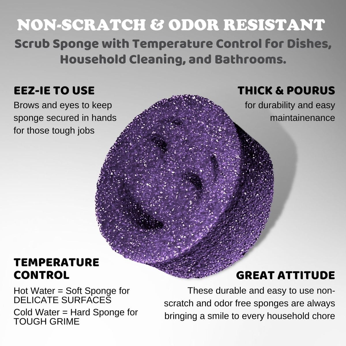 The Original Scrub Moji Smiling Sponge Handle - Scrub Moji Combo - Purple Sponge