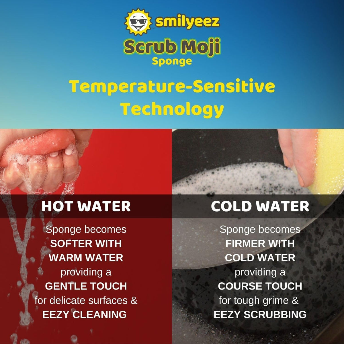 The Original Scrub Moji Temperature-Sensitive Scrubbing Sponge