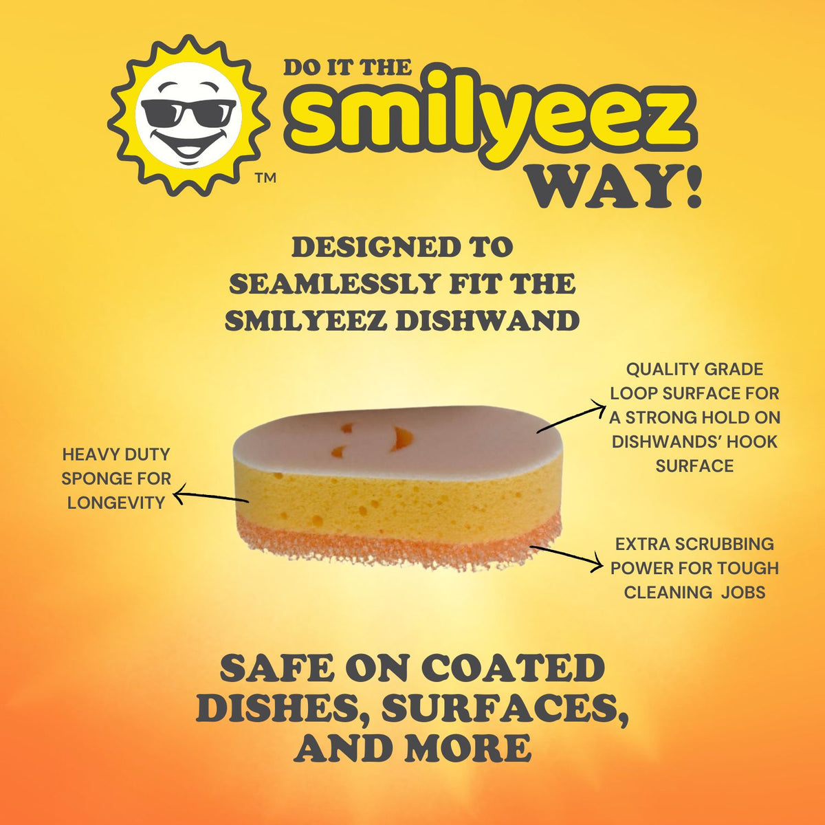 Scrub Moji - Smiling Sponge Handle - Mini Moji Dishwand Caddy Kit