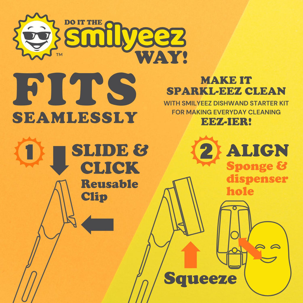 Scrub Moji - Smiling Sponge Handle - Mini Moji Dishwand Caddy Kit