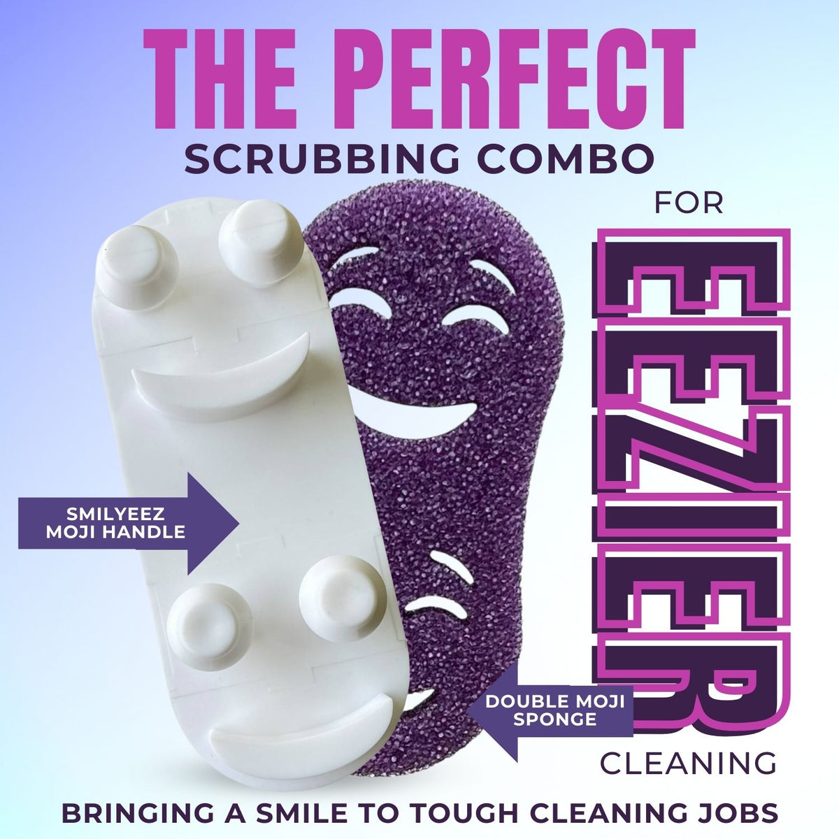 Scrub Moji - Double Handle With a Double Moji Sponges Combo