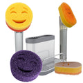 Scrub Moji - Smiling Sponge Handle - Mini Moji Dishwand Caddy Kit